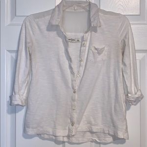 Girls Abercrombie Kids 3/4 sleeve buttondown shirt